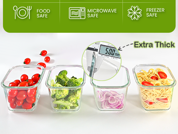 Square Glass Soup Containers with Lids 4 Cup Glass Storage Containers for Lunch Glass Freezer
