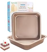 2-Pack 8 inch Square Baking Pan, Nonstick Square Brownie Pans, 8x8 Baking Pan, Square Cake Pan fo...