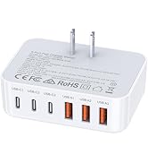 100W USB C Wall Charger Block, 6 Port Fast Charger Plug Adapter with PD USB-C + QC USB A Multipor...