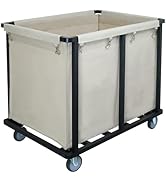 Commercial Laundry Cart with Wheels,600 lbs Heavy Duty Laundry Cart with Steel Frame and Oxford C...