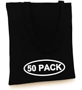 Simply Cool 50-Pack Black Canvas Tote Bags Bulk, Reusable, Grocery Medium Lightweight Cotton Clot...