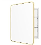WallBeyond Bathroom Medicine Cabinet with Mirror, 22x28 Inch Gold Recessed Medicine Cabinet with ...