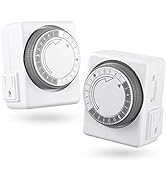HBN Indoor Timer-24 Hour Plug-in Mechanical Indoor Mini Timer with 2 Outlets, Heavy Duty Daily On...