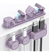 Laitver 6 Pack Cord Organizer Holder with Magnetic Buckle [1s Open/Lock], Cable Clips Strong Adhe...