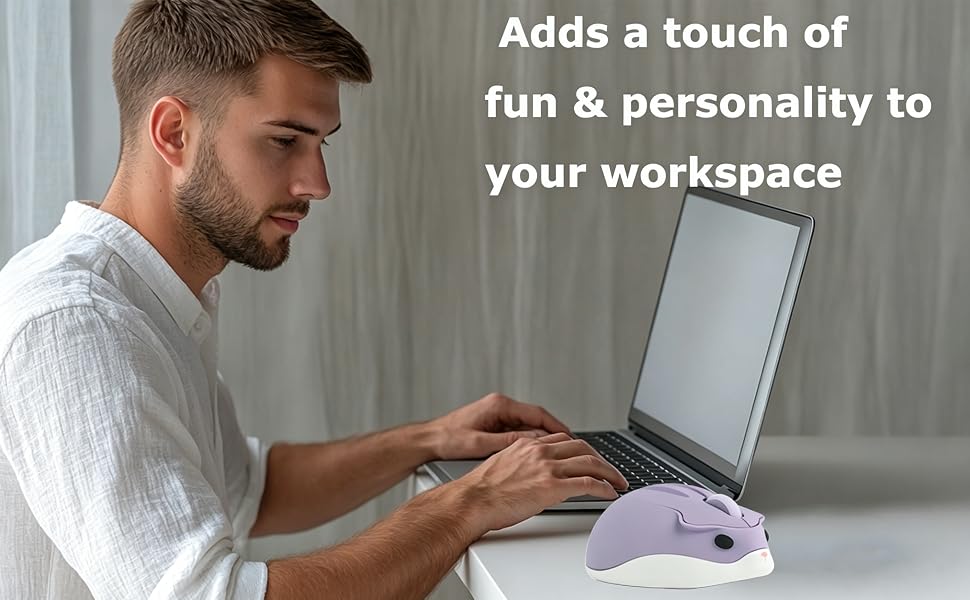 Wireless Mouse Cute Hamster Shape Silent Click Portable Men Women Adults School Office Work Gift