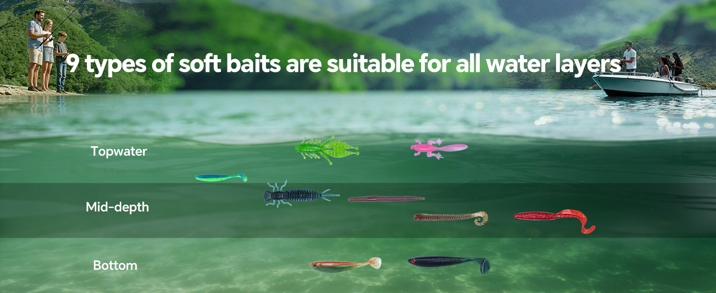 9 types of soft baits are suitable for all water layers