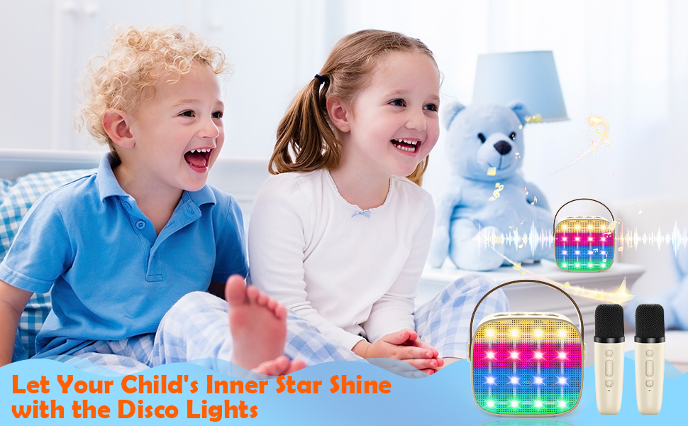 All-in-One Kids Karaoke Machine: Bluetooth Speaker, 2 Wireless Mics