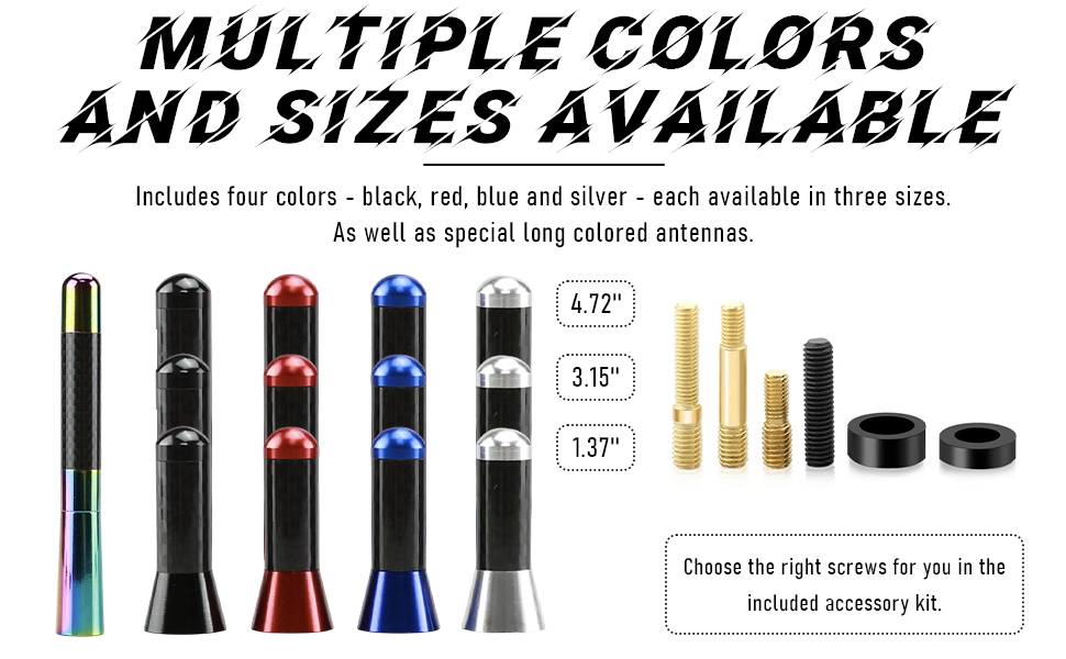 1.37&amp;#39;&amp;#39;, 3.15&amp;#39;&amp;#39;, 4.72&amp;#39;&amp;#39; three sizes, Black, Blue, Red, Silver, Colorful four colors for your choice.