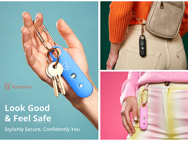 Vantamo Personal Alarm Women Loud Rechargeable Strobe Light Safety Safe Self Defense Keychain Device