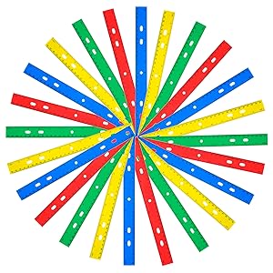 metric ruler standard inch centimeter plastic see through binder holes red green yellow blue
