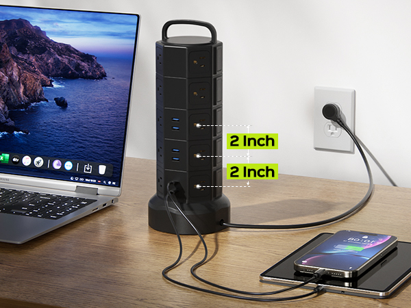 super wide outlets power strip with usb ports