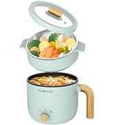Audecook Hot Pot Electric with Steamer, 1.5L Portable Nonstick Mini Multicooker, Travel Electric ...