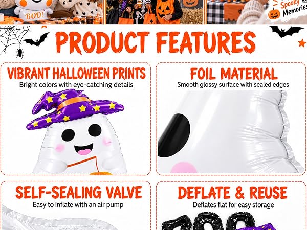 7 Pieces Halloween Ghost Pumpkin Boo Balloons Set