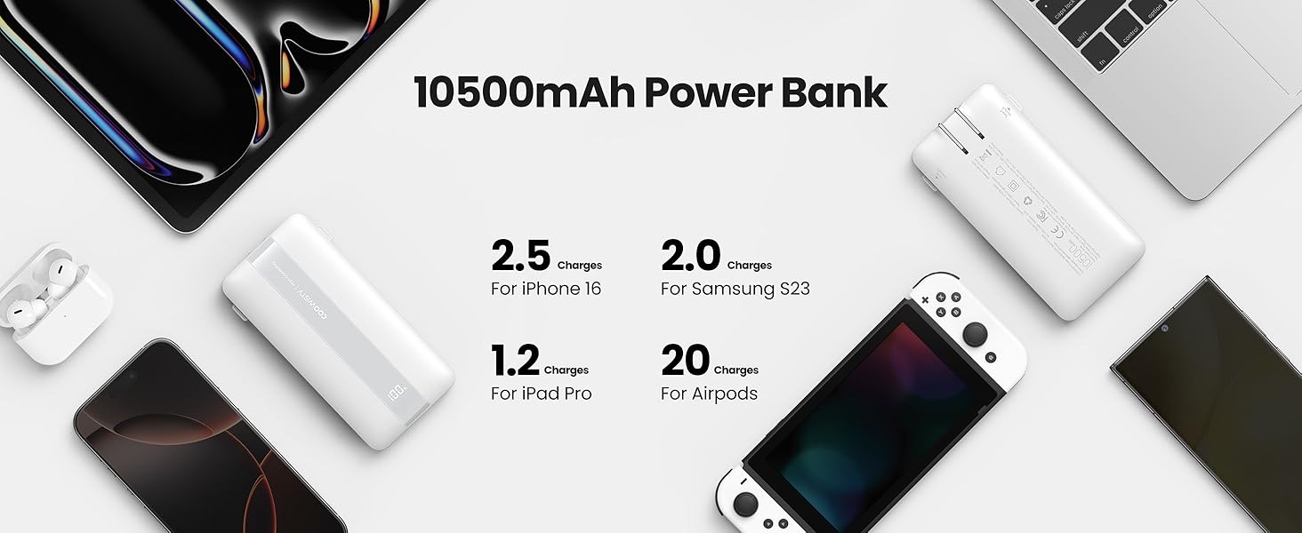 10500mAh Power Bank-White