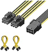 J&D PCIe Power Splitter, (2 Pack) 6 Pin Female to Dual 6 Pin Male PCI Express (PCIe) Graphic Vide...