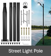 BEAMNOVA 13FT Street Light Pole, Black Street Lamp Post, for Outdoor Lights, Solar Street Light, ...