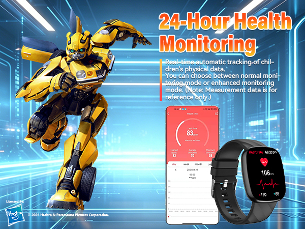 Transformers watch kids smartwatch boys girls gift fitness tracker heart rate