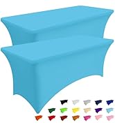 Smiry 2 Pack Spandex Table Cloth 6FT, Elastic Fitted Stretch Tablecloths for Rectangle Tables, Wa...