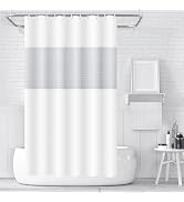 White Shower Curtain Plastic Shower Curtain Liner with 12 White Hooks PEVA Bathtub Curtain Waterp...