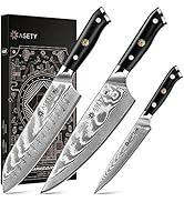 Damascus Kitchen Knife Set 3 PCS: NSF Food-Safe Japanese Knives with VG10 Steel Core, Ultra-Sharp...