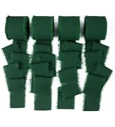 Mlurcu Forest Green Fringe Chiffon Silk Ribbon 1-1/2 Inch x 40Yd Dark Green Ribbons Set Handmade ...