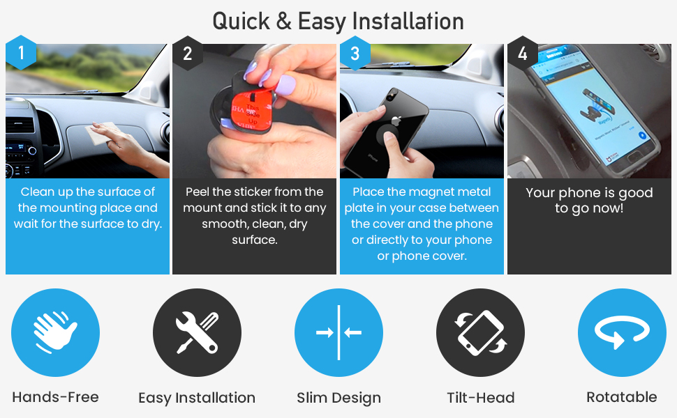 Secure dashboard mounting with charging cable holder