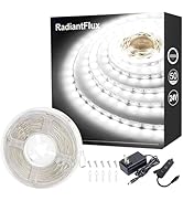 RadiantFlux White Led Strip Lights, Dimmable LED Lights Strip, 50Ft 900Leds, Super Bright LED Tap...