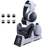 Mcbazel Dual Charging Station with Headset Holder for PS5, Fast Charging Dock with LED Indicator ...