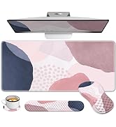Anyshock Large Mouse Pad with Wrist Rest and Keyboard Pad, Desk Mat Boho, 4PCS Carpal Tunnel Mous...
