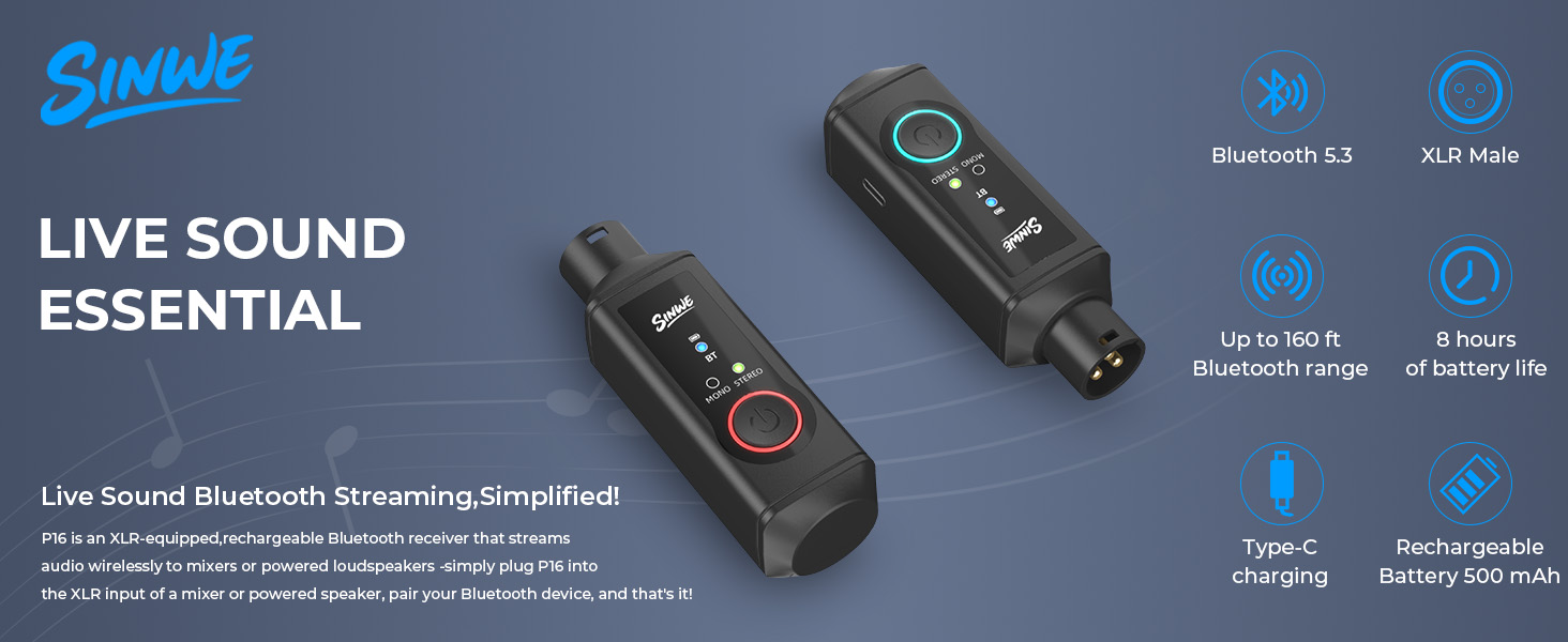  SINWE XLR Bluetooth Receiver