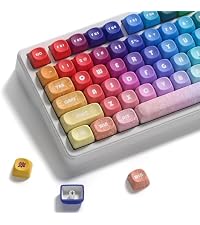Rainbow Clear Keycaps, 125 Keys MOA Profile Transparent Keyboard keycaps, Shine Through Jelly Key ca...
