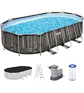 Bestway Power Steel 20’ x 12’ x 48” Above Ground Pool, Oval Metal Frame Outdoor Swimming Pool Set...
