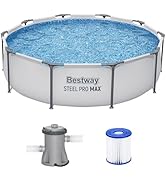 Bestway Steel Pro MAX 10' x 30" Above Ground Pool, Round Metal Frame Outdoor Swimming Pool Set wi...