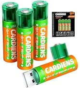 CARDIENS Rechargeable AA Batteries USB is Built in 1850 mWh Rechargeable Lithium AA Batteries 1.5...