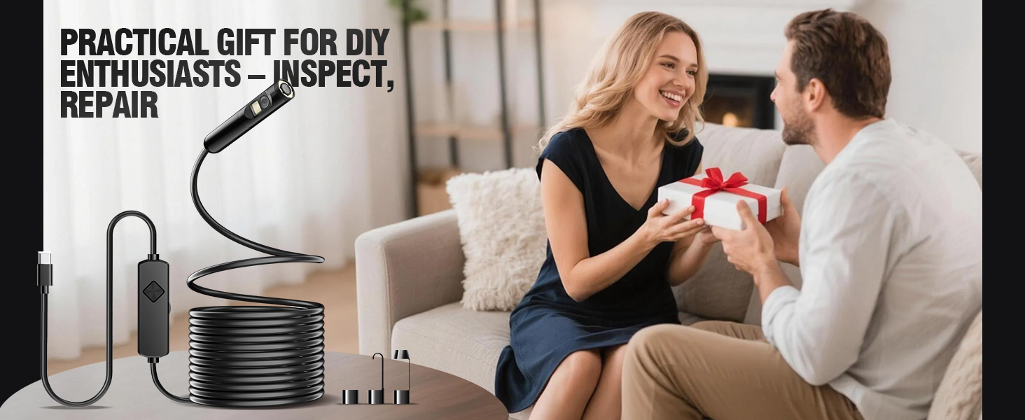 EASTBEAR Endoscope Camera with Light, 1920P HD Borescope with 8 Adjustable LEDs 13