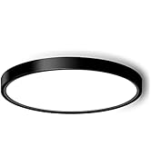 LED Flush Mount Ceiling Light Fixture, 9inch Modern Black LED Ceiling Light, 18W 5000K, Low Profi...