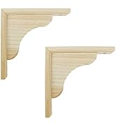 Mcredy 2 PCS Wood Shelf Bracket,7.09 Inch Triangle Wall Mount L Bracket Shelf Support,Wave Wooden...