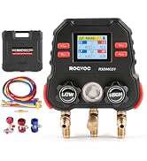 Rogvoc HVAC Digital Manifold Gauge, 3-Way Portable Refrigerant Recharge Kit | for R454B/R32/R134a...