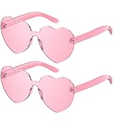 Gaiatop Heart Sunglasses for Women Candy Color Transparent Rimless Heart Glasses for Girls Cute H...