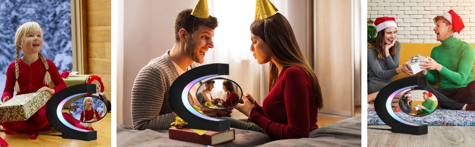 Magnetic levitating picture frame, magnetic floating photos display stand, levitating photo