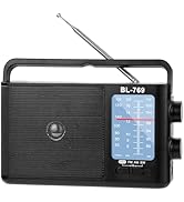 Portable AM FM Analog Radio Plug in Wall, AC or D Battery Operated Vintage Transistor Radio with ...