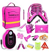 THINKWORK Car Emergency Kit for Teen Girl and Lady's Gifts, Pink Emergency Roadside Assistance ki...