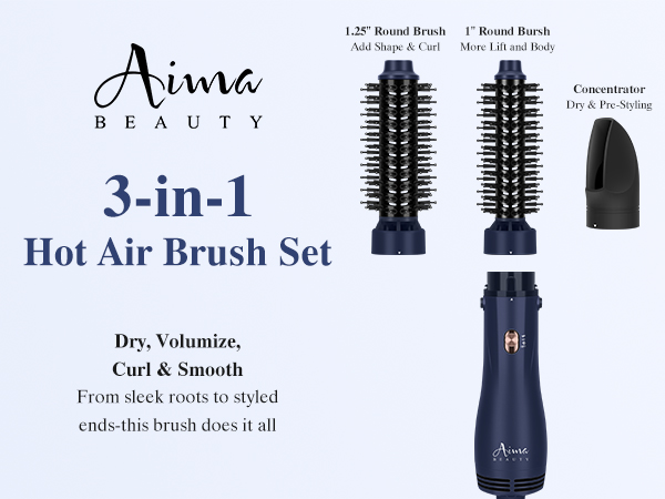3 in 1 Hot Air Brush Set