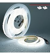 TOPAI 12V COB LED Strip Light 6000K Cool White Waterproof IP65 480LEDs/M Super Bright 4000Lm CRI>...