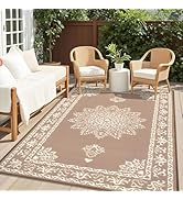 Yamaziot Outdoor Rug 5x8 Ft, Waterproof Plastic Straw Patio Rug, Reversible Backyard Carpet UV Re...