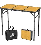 FUNYKICH 3ft Camping Folding Table with 3 Adjustable Height, Portable Picnic Tables, 34.2'' Lx15....
