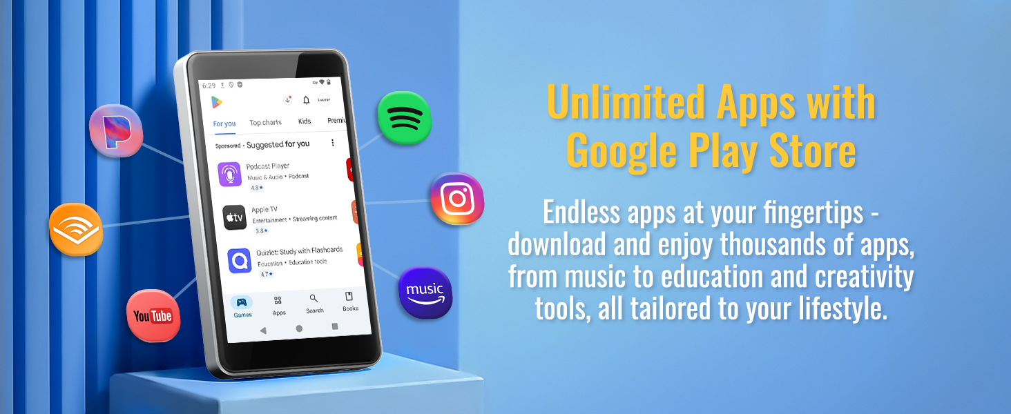 M4Pro MP3 Player for kids with Spotify