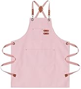 ARBINSON Chef Aprons for Men Women Canvas Apron with Large Pockets and Adjustable Neck Strap for ...