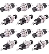 TWTADE/12Pcs Momentary Mini Push Button Switch 1A 250V AC 2 Pin SPST NO (Normally Open) PBS-110-BK