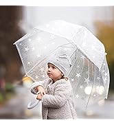 Baraida Kids Clear and Transparent Umbrella with an Easy Grip Handle, Dome Bubble Umbrella, Windp...